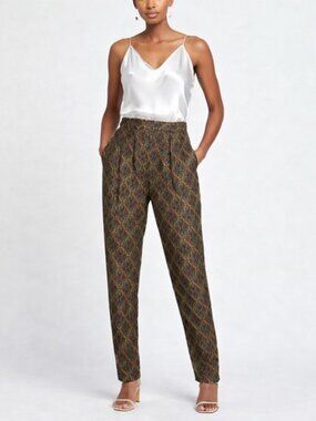 100% Silk Baroque Print Pants - like new